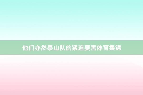 他们亦然泰山队的紧迫要害体育集锦