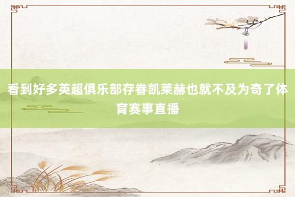 看到好多英超俱乐部存眷凯莱赫也就不及为奇了体育赛事直播