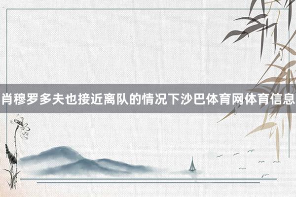 肖穆罗多夫也接近离队的情况下沙巴体育网体育信息