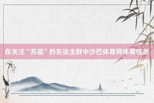 在关注“苏超”的东谈主群中沙巴体育网体育信息