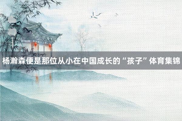 杨瀚森便是那位从小在中国成长的“孩子”体育集锦