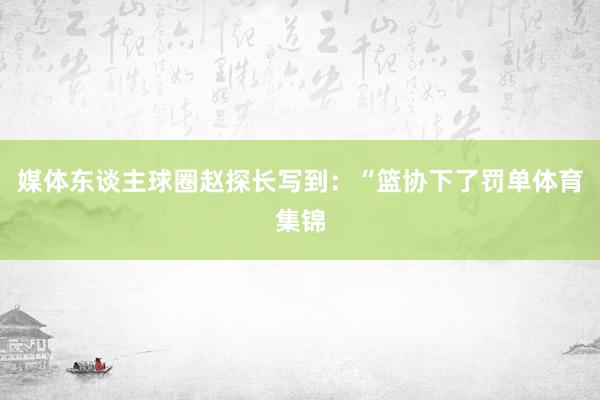 媒体东谈主球圈赵探长写到：“篮协下了罚单体育集锦