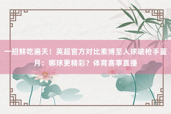 一招鲜吃遍天！英超官方对比索博至人球破枪手蓝月：哪球更精彩？体育赛事直播