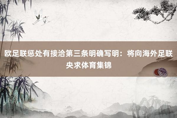 欧足联惩处有接洽第三条明确写明：将向海外足联央求体育集锦