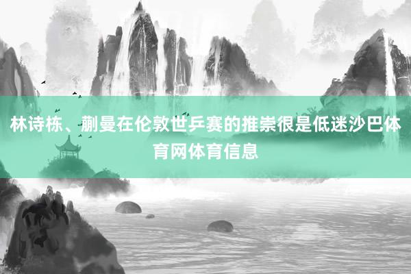 林诗栋、蒯曼在伦敦世乒赛的推崇很是低迷沙巴体育网体育信息