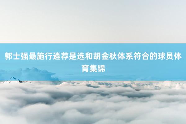 郭士强最施行遴荐是选和胡金秋体系符合的球员体育集锦